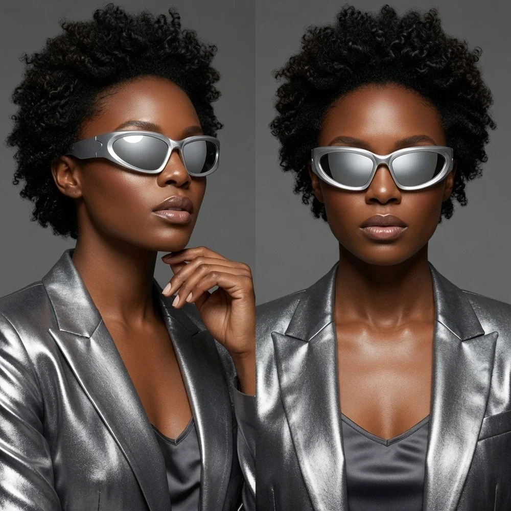 Silver Sunglasses Mirrored Shield Eyewear Women Safety Shield Uv400 Luxury Sport